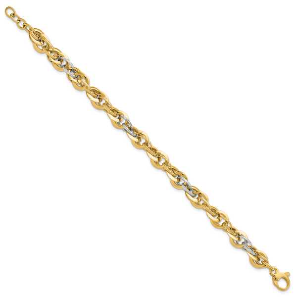 14K Two-tone Polished D/C Fancy Link Bracelet - Image 2