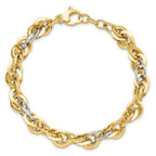 14K Two-tone Polished D/C Fancy Link Bracelet - Image 4