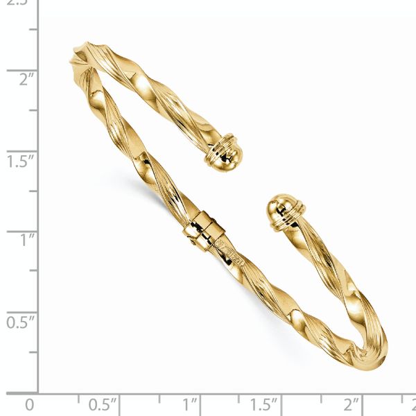 Leslie's 14K Polished Textured Hinge Cuff Bangle - Image 3