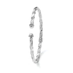 14K White Gold Polished Textured Hinge Cuff Bangle - Image 4