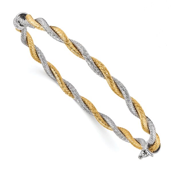 Leslie's 14K w/ White Rhodium Textured Hinged Bangle