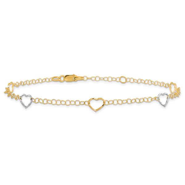 Leslie's 14K Two-tone Polished Heart with 1in ext. Anklet - Image 3