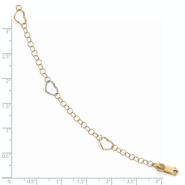 Leslie's 14K Two-tone Polished Heart with 1in ext. Anklet - Image 4