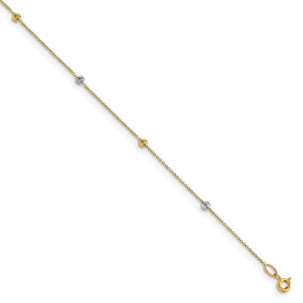 Leslie's 14K Two-Tone Polished D/C with 1in ext. Anklet