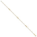 14K CZ Polished Anchor with 1in ext. Anklet - Image 2