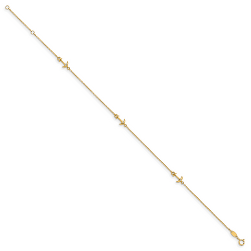 14K CZ Polished Anchor with 1in ext. Anklet - Image 2