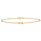 14K CZ Polished Anchor with 1in ext. Anklet - Image 3