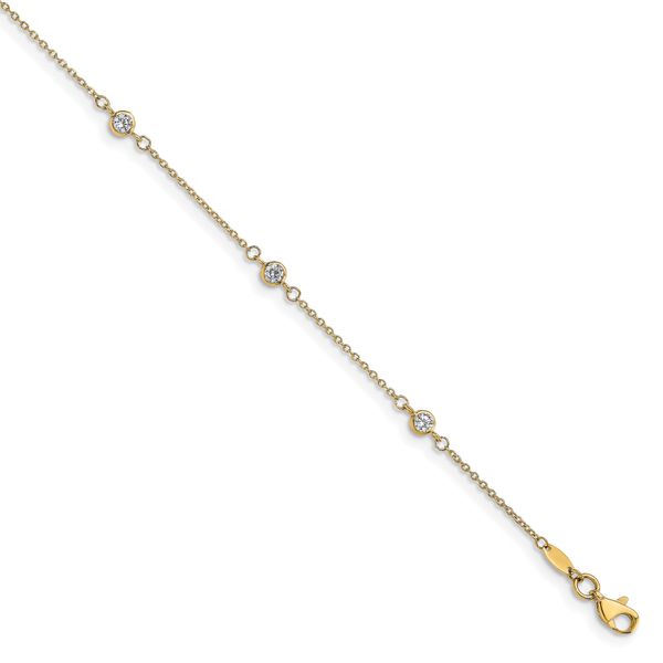 Leslie's 14K CZ Polished with 1in ext. Anklet
