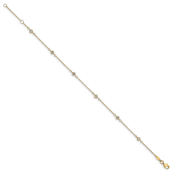 Leslie's 14K CZ Polished with 1in ext. Anklet - Image 2