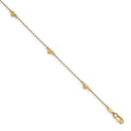 14K Polished and D/C Heart with 1in ext. Anklet