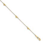 14K Polished and D/C Heart with 1in ext. Anklet