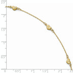 14K Polished and D/C Heart with 1in ext. Anklet - Image 4