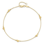14K Polished and D/C Heart with 1in ext. Anklet - Image 5