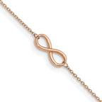Leslie's 14K Rose Gold Polished Infinity with 1in ext. Anklet