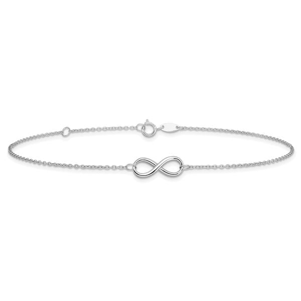 Leslie's 14K White Gold Polished Infinity with 1in ext. Anklet - Image 3