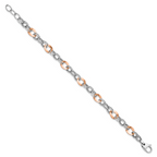 14K Rose and White Gold Polished D/C Fancy Link Bracelet - Image 2