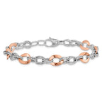 14K Rose and White Gold Polished D/C Fancy Link Bracelet - Image 3