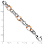 14K Rose and White Gold Polished D/C Fancy Link Bracelet - Image 4