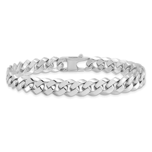 Leslie's 14K White Gold 8.5mm Beveled Curb Bracelet - Image 3
