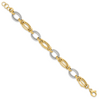 14K Two-tone Polished and Textured Fancy Link Bracelet - Image 2