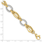 14K Two-tone Polished and Textured Fancy Link Bracelet - Image 4