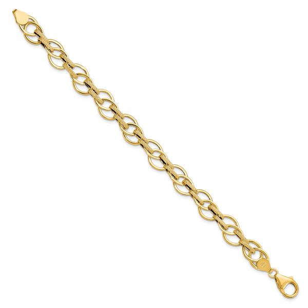 Leslie's 14K Polished and Textured Fancy Link Bracelet - Image 2