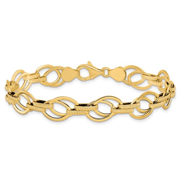 Leslie's 14K Polished and Textured Fancy Link Bracelet - Image 3