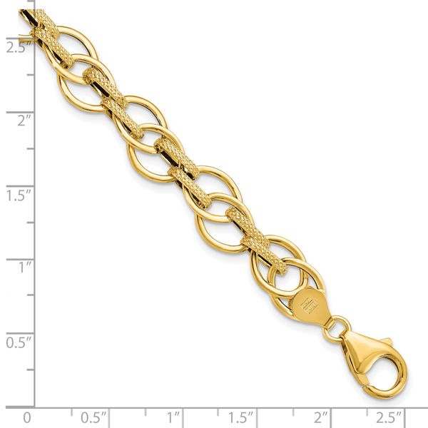 Leslie's 14K Polished and Textured Fancy Link Bracelet - Image 4