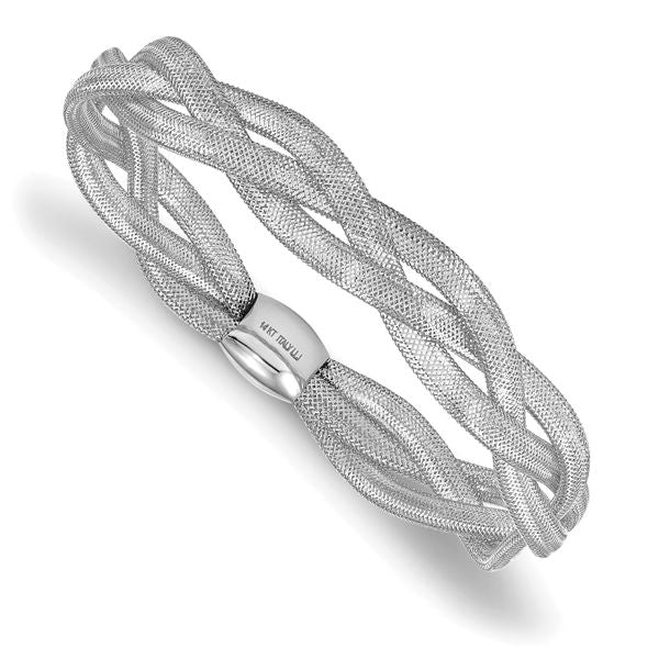 Leslie's 14K w/White Rhodium Plating Fancy Stretch Bangle Bracelet