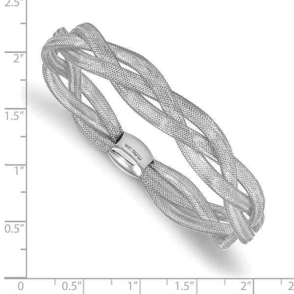 Leslie's 14K w/White Rhodium Plating Fancy Stretch Bangle Bracelet - Image 2