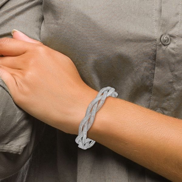 Leslie's 14K w/White Rhodium Plating Fancy Stretch Bangle Bracelet - Image 3