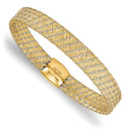 Leslie's 14K w/Rhodium Polished Mesh Stretch Bracelet