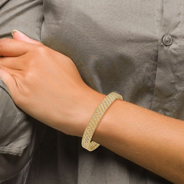 Leslie's 14K w/Rhodium Polished Mesh Stretch Bracelet - Image 3