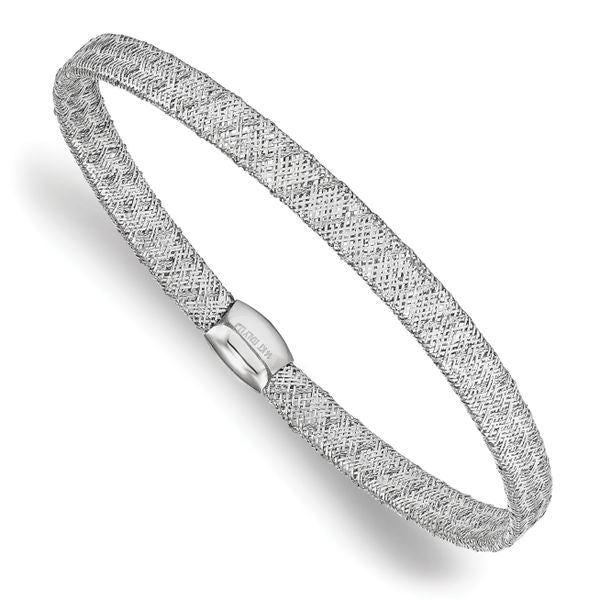 Leslie's 14K w/White RH-plating Fancy Stretch Bangle Bracelet