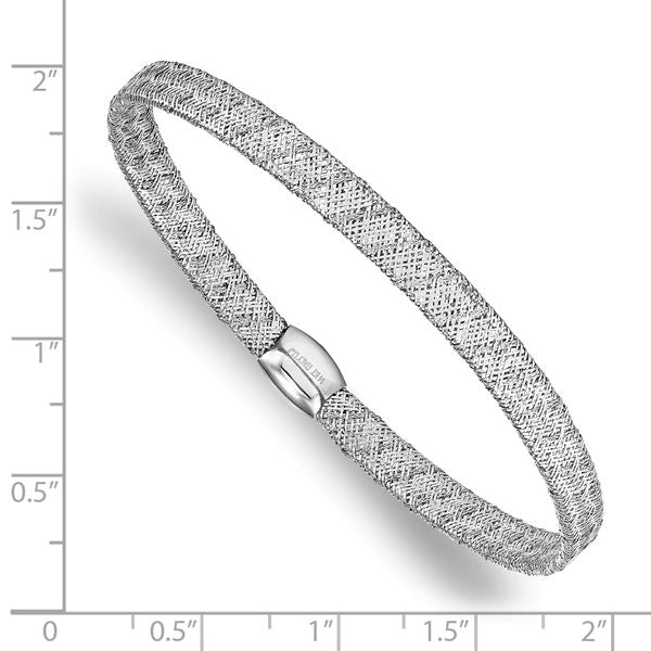 Leslie's 14K w/White RH-plating Fancy Stretch Bangle Bracelet - Image 2