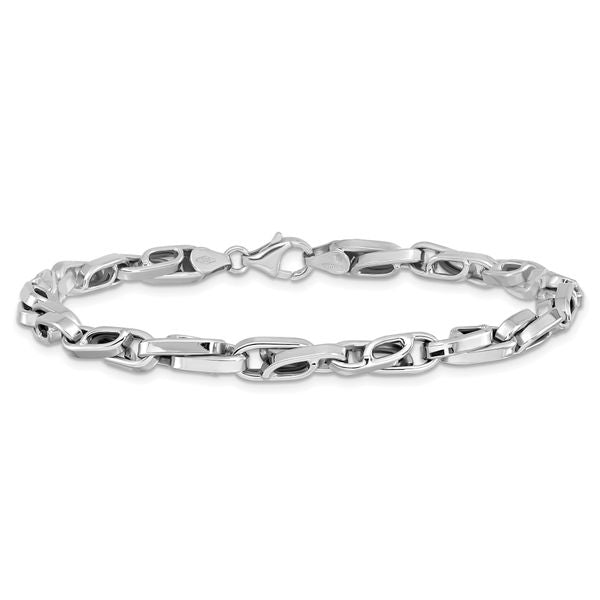 14K White Gold Polished Fancy Link Bracelet - Image 3