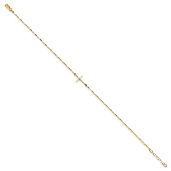 Leslie's 14K Polished CZ Cross Anklet - Image 2