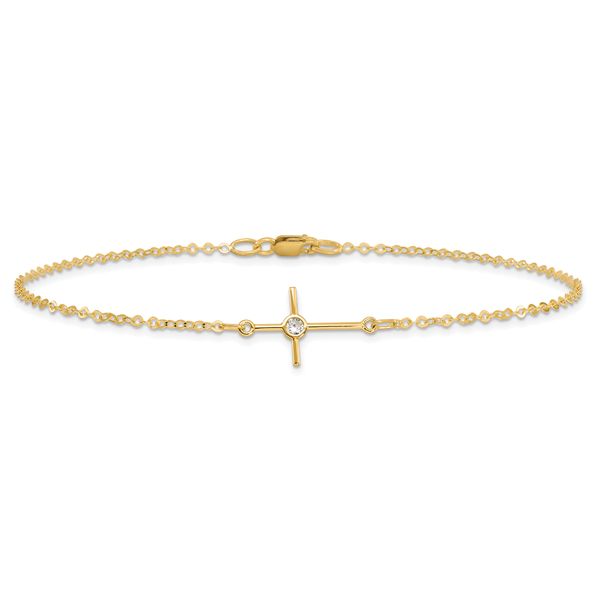 Leslie's 14K Polished CZ Cross Anklet - Image 3