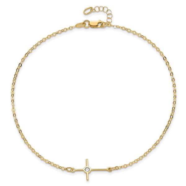 Leslie's 14K Polished CZ Cross Anklet - Image 4