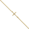 Leslie's 14K Polished CZ Cross 1in ext. Bracelet