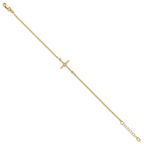Leslie's 14K Polished CZ Cross 1in ext. Bracelet - Image 2