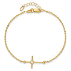 Leslie's 14K Polished CZ Cross 1in ext. Bracelet - Image 4