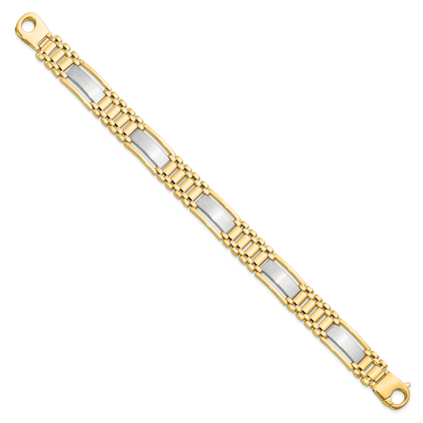 Leslie's 14K Two-tone Polished and Satin Men's Bracelet - Image 2