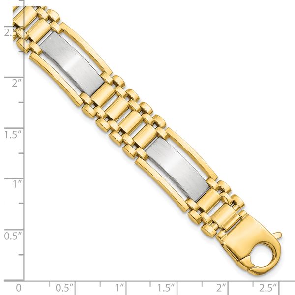 Leslie's 14K Two-tone Polished and Satin Men's Bracelet - Image 3