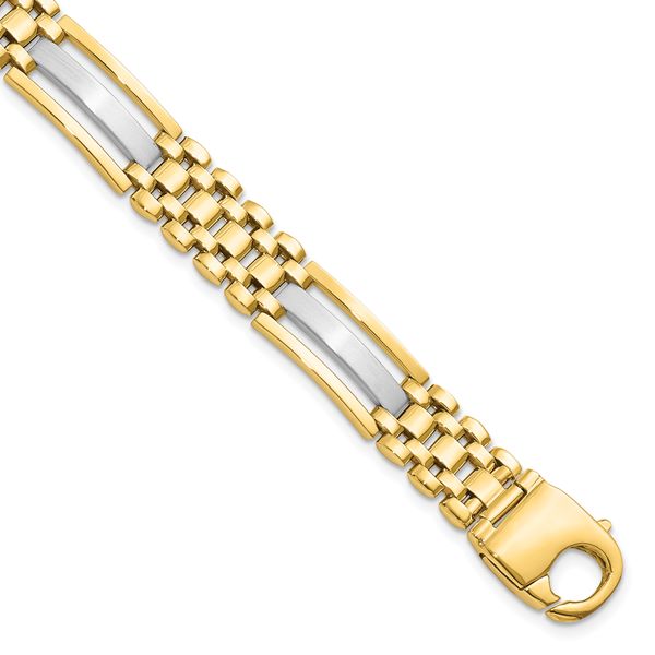Leslie's 14K Two-tone Polished and Satin Men's Bracelet