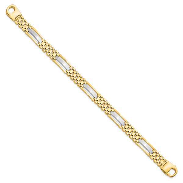 Leslie's 14K Two-tone Polished and Satin Men's Bracelet - Image 2