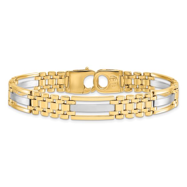 Leslie's 14K Two-tone Polished and Satin Men's Bracelet - Image 3