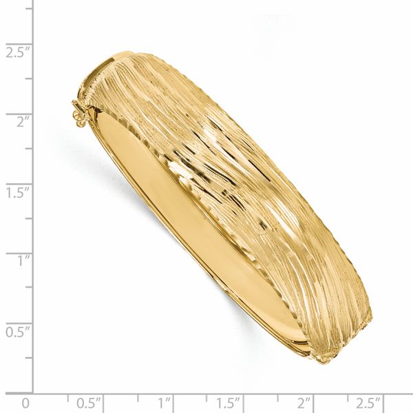 Leslie's 14K Polished and Textured Hinged Bangle - Image 3