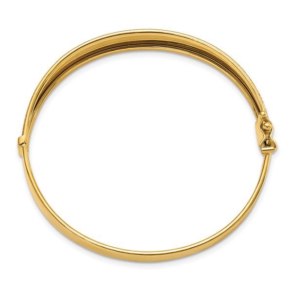 Leslie's 14K Polished and Textured Hinged Bangle - Image 2
