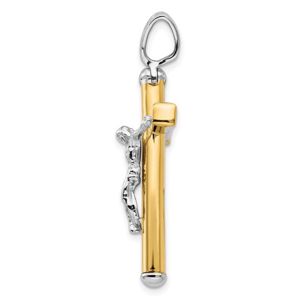 14K Two-tone Polished Crucifix Pendant - Image 2